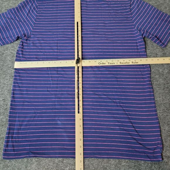 Peter Millar Men's XL Golf Polo Striped Purple Seaside Wash Crown logo Bottom - Picture 7 of 11